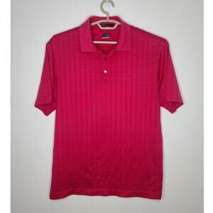 Nike Tiger Woods Fit Dry red striped short sleeve polo shirt - large